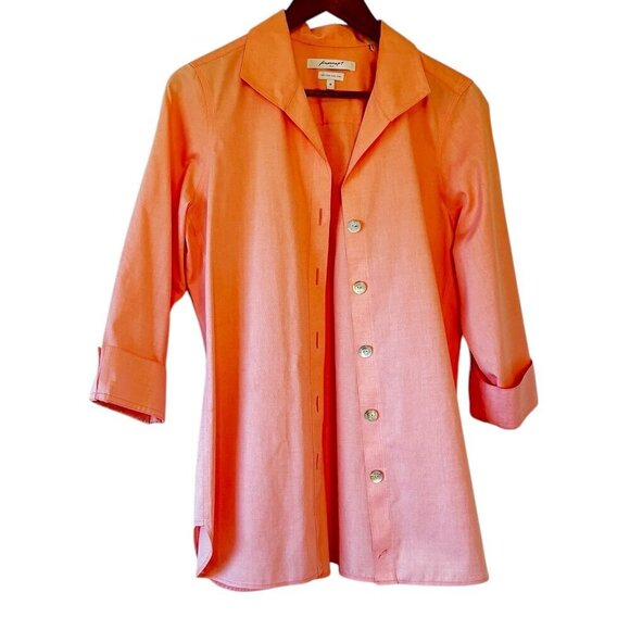 Foxcroft Pandora Heritage Tunic Button Down Non Iron Peach Sorbet Color Size 10 - Picture 2 of 10